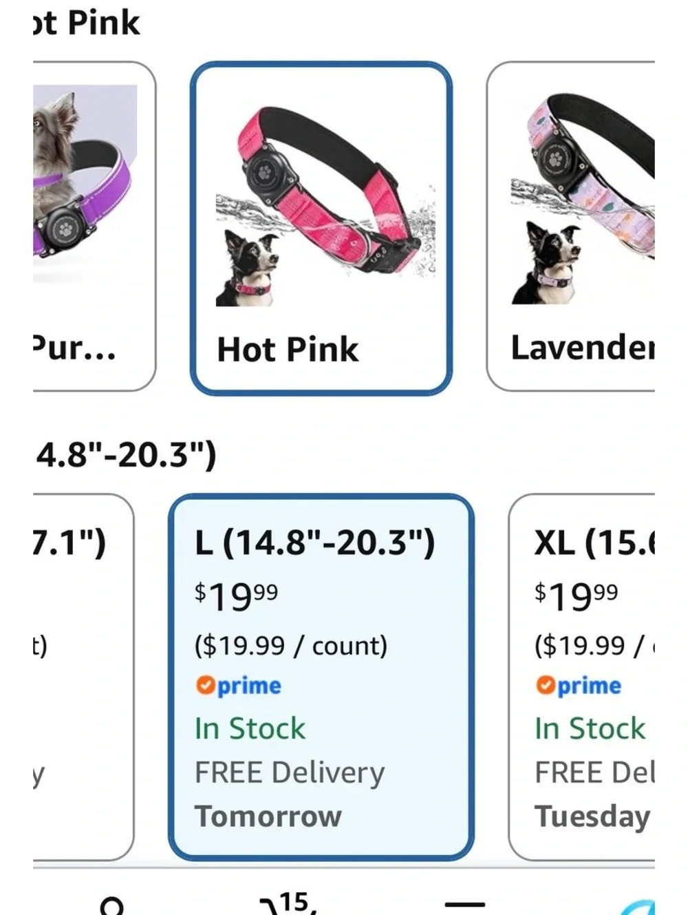 Large Hot Pink Reflective Dog Collar With Built-In AirTag Holder